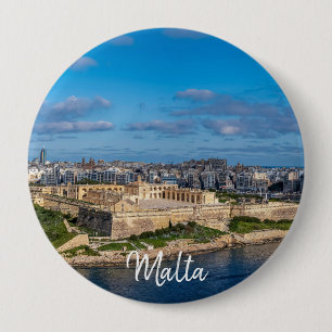 Bóton Redondo 10.16cm Vista panorâmica de Sliema em Malta