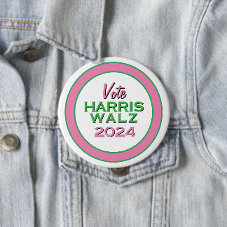 Bóton Redondo 10.16cm Voto Verde Rosa HARRIS WALZ 2024 Grande campanha