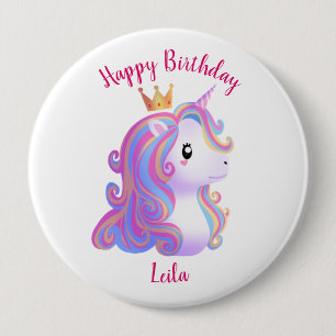 Bóton Redondo 10.16cm Whimsical Unicorn Birthday