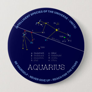 Bóton Redondo 10.16cm Zodiac Constelação Aquarius