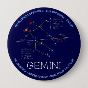 Bóton Redondo 10.16cm Zodiac Constelação Gemini
