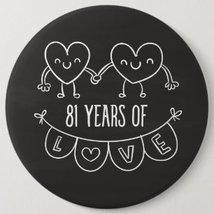 Bóton Redondo 15.24cm 81ruas Aniversário Gift Chalk Hearts