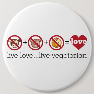 Bóton Redondo 15.24cm A ioga fala: Vegetariano vivo vivo do amor…