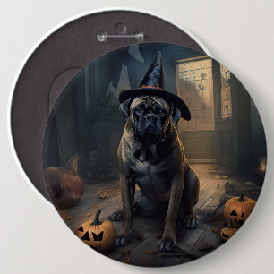 Bóton Redondo 15.24cm Abóboras de Halloween Assustadoras Bullmastiff