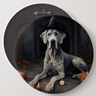 Bóton Redondo 15.24cm Abóboras Great Dane Halloween Assustador Flip