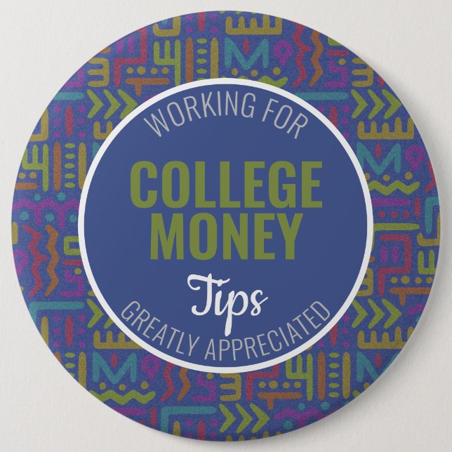 Bóton Redondo 15.24cm Abstrato azul | Dicas Apreciadas | Dinheiro Colégi (Frente)