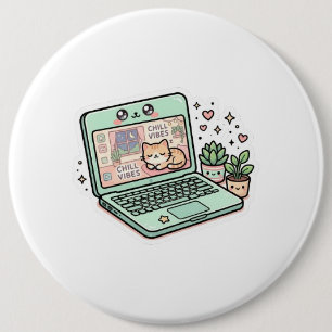Bóton Redondo 15.24cm Adesivo de Laptop Vibrações Legais Kawaii Fofinho