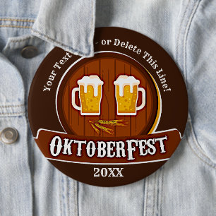 Bóton Redondo 15.24cm Adicionar Nome de Texto Ano Oktoberfest Party 20xx