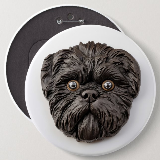 Bóton Redondo 15.24cm Affenpinscher 3D Inspirado (Frente & Verso)