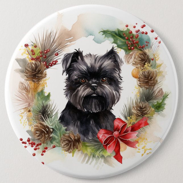 Bóton Redondo 15.24cm Affenpinscher Festa de Natal (Frente)