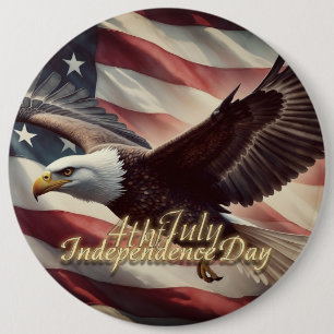 Bóton Redondo 15.24cm Águia de 4 de julho com bandeira americana