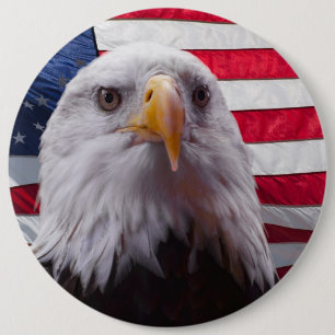 Bóton Redondo 15.24cm Águia e bandeira americana