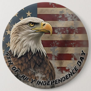 Bóton Redondo 15.24cm Águia Majestosa e Bandeira - Espírito de Liberdade