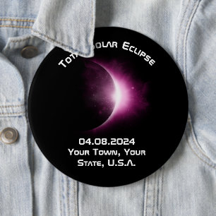 Bóton Redondo 15.24cm Alfinete Solar Eclipse 2024 Personalizado