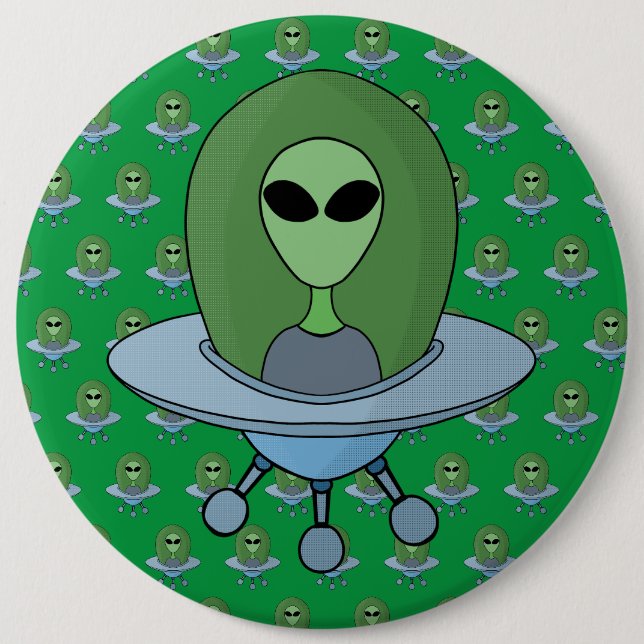 Bóton Redondo 15.24cm Alienígena em sua nave espacial (Frente)