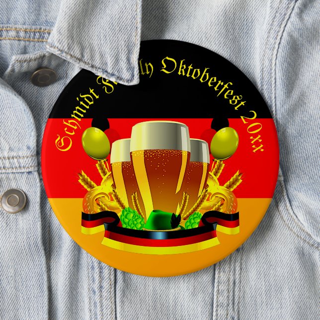 Bóton Redondo 15.24cm Alterar Ano do Texto Octoberfest 20xx Beer Glass B (In Situ)