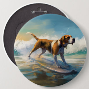 Bóton Redondo 15.24cm American Engligh Foxhound Beach Surfing Painting