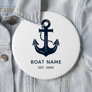 Bóton Redondo 15.24cm Âncora Náutica Ano Personalizado Presente de Barco