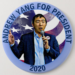 Bóton Redondo 15.24cm Andrew Yang para Presidente 2020 Apoio Político