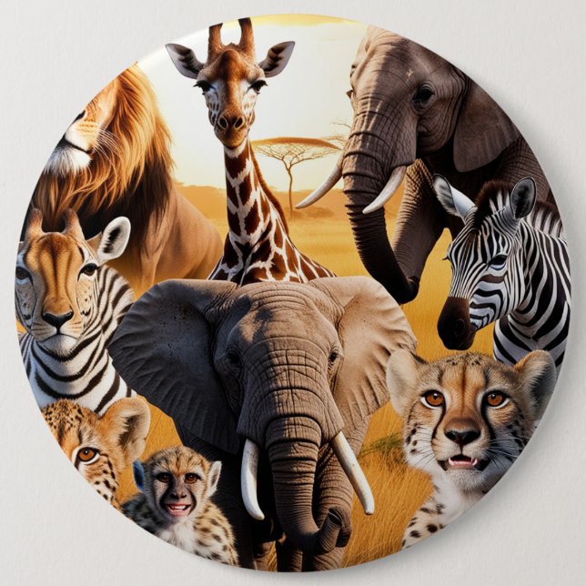 Bóton Redondo 15.24cm Animais africanos (Frente)