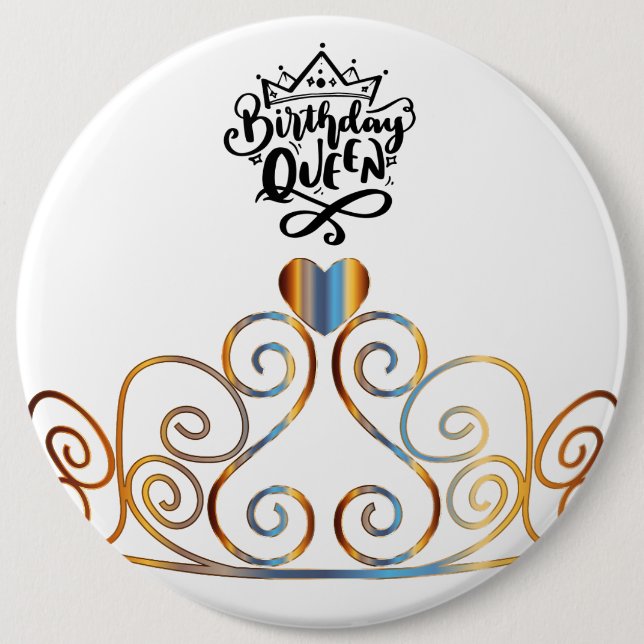 Bóton Redondo 15.24cm Aniversário Queen Button (Frente)