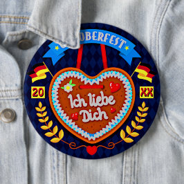 Bóton Redondo 15.24cm Ano de Alteração Octoberfest 20xx Ich Liebe Dich