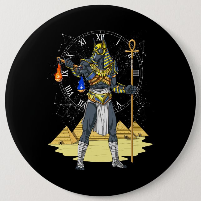 Bóton Redondo 15.24cm Anubis Egípcio Deus Antiguamente Ankh Mitologia (Frente)