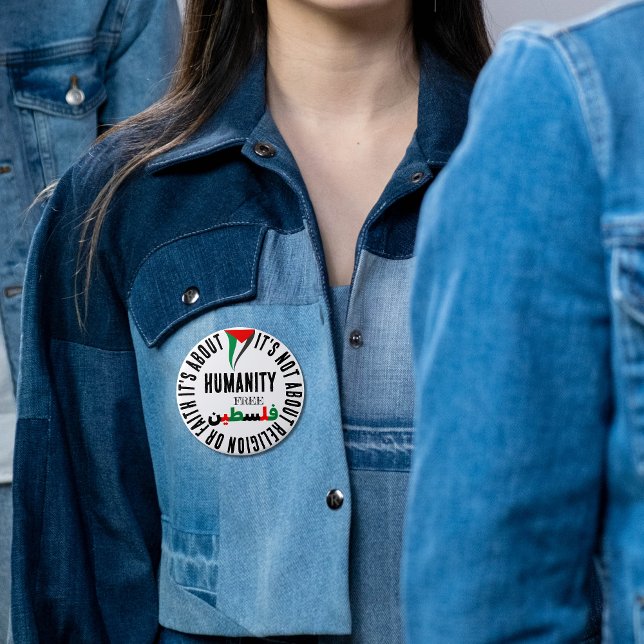 Bóton Redondo 15.24cm Apoio e Bandeira da Palestina Livre (Criador carregado)