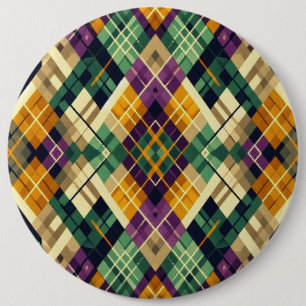 Bóton Redondo 15.24cm Argyle Mardi Gras verde-roxo amarelo