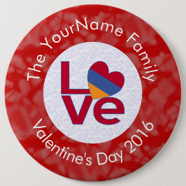 Bóton Redondo 15.24cm Armênio Red Letters LOVE Flag Personalizado