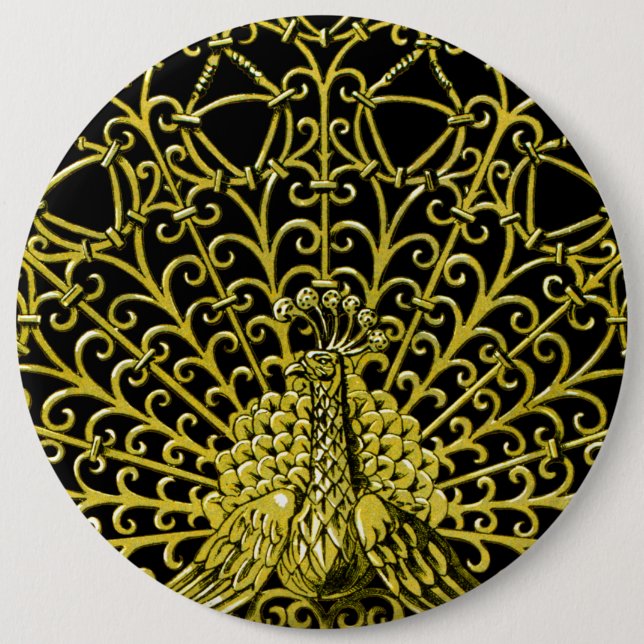 Bóton Redondo 15.24cm Art Nouveau Dourado Peacock (Frente)