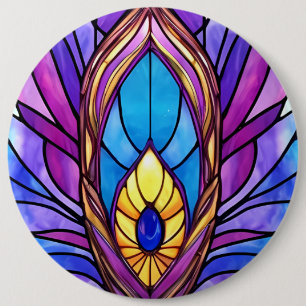 Bóton Redondo 15.24cm Art Nouveau Estilo De Vidro Pavão Arrefecido