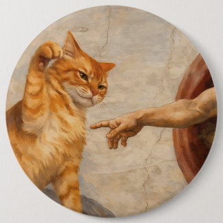 Bóton Redondo 15.24cm Arte de Meme de Gato Engraçado Criação de Adão com