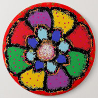 Arte em forma de pétala cores vermelho azul roxo