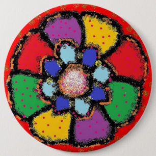 Bóton Redondo 15.24cm Arte em forma de pétala cores vermelho azul roxo