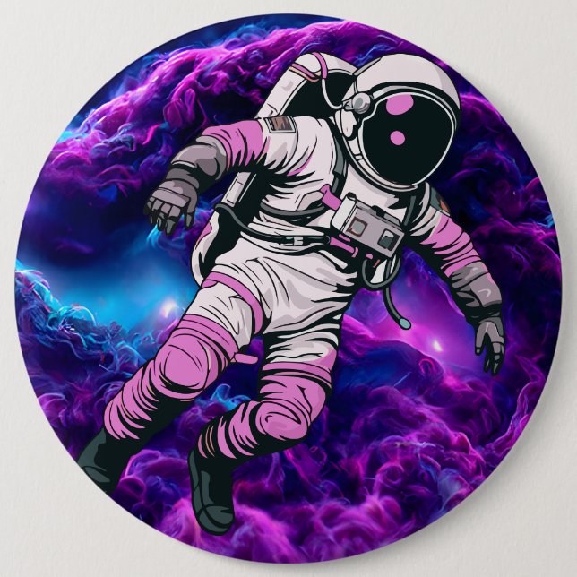 Bóton Redondo 15.24cm Astronaut Galaxy Rosa Roxa (Frente)