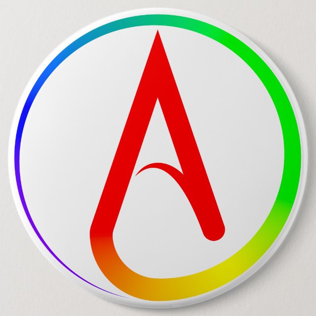 Bóton Redondo 15.24cm Atheist Symbol Rainbow (Frente)