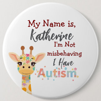 Bóton Redondo 15.24cm Autism awareness button, I'm not misbehaving