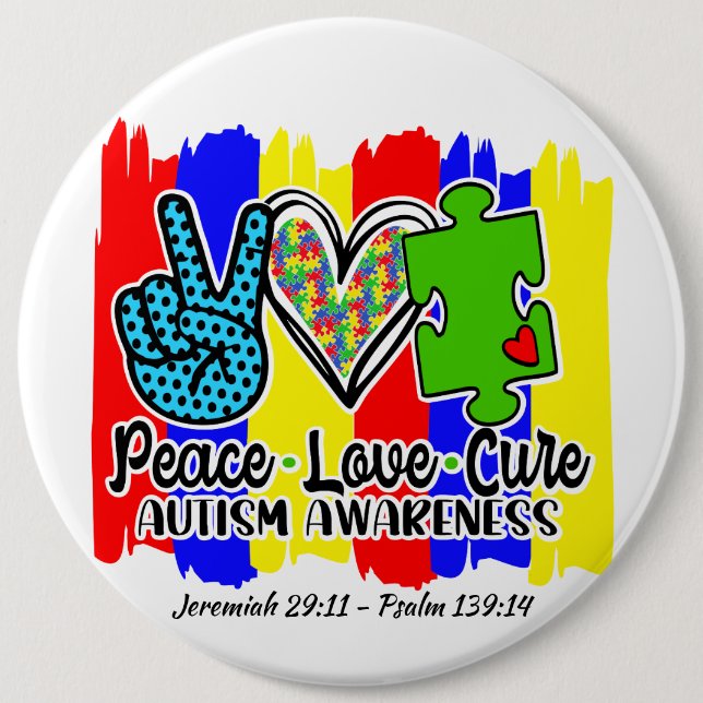 Bóton Redondo 15.24cm Autismo:Botão redondo (Frente)
