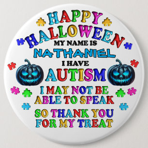 Bóton Redondo 15.24cm Autismo Personalizado Trick ou Tratar Halloween