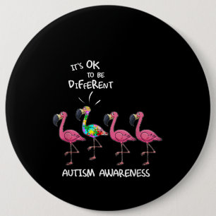 Bóton Redondo 15.24cm Autista É bom ser Quebra-cabeça Flamingo diferen