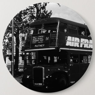Bóton Redondo 15.24cm Autocarro inglês vintage de dois andares Londres
