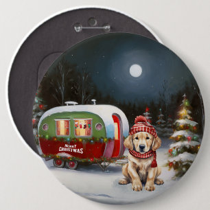 Bóton Redondo 15.24cm Aventura de Natal da Caravana do Retriever Dourado