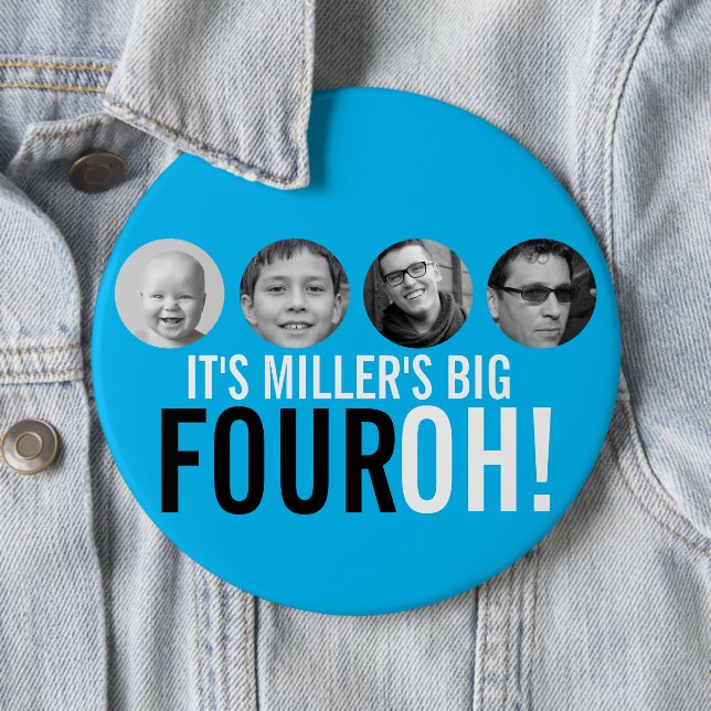 Bóton Redondo 15.24cm Azul 40th Four OH! foto do quadragésimo crachá de  (In Situ)
