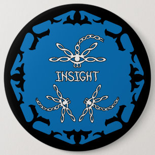 Bóton Redondo 15.24cm Azul, Barras de 3 Olhos Chakra "Insight"