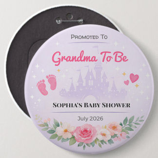 Bóton Redondo 15.24cm Baby Shower Pin | Promoted Grandma | Party Favor