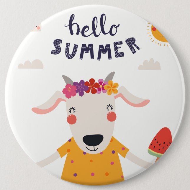 Bóton Redondo 15.24cm Badge " Hello Summer " (Frente)