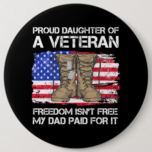 Bóton Redondo 15.24cm Bandeira Americana Filha Orgulhosa De Um Velho Exé