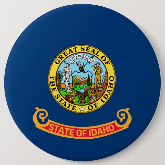 Bóton Redondo 15.24cm Bandeira de Idaho, o Estado da Joia, estados ameri (Frente)