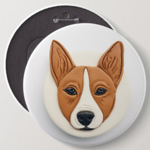 Bóton Redondo 15.24cm Basenji Dog 3D Inspirado